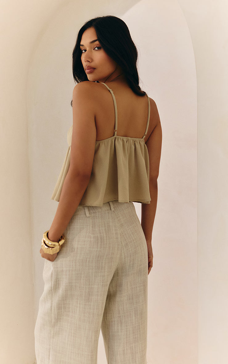 Beige Woven Floaty Cami