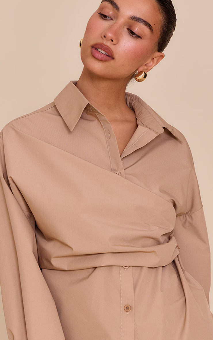 Sand Asymmetric Drape Shirt
