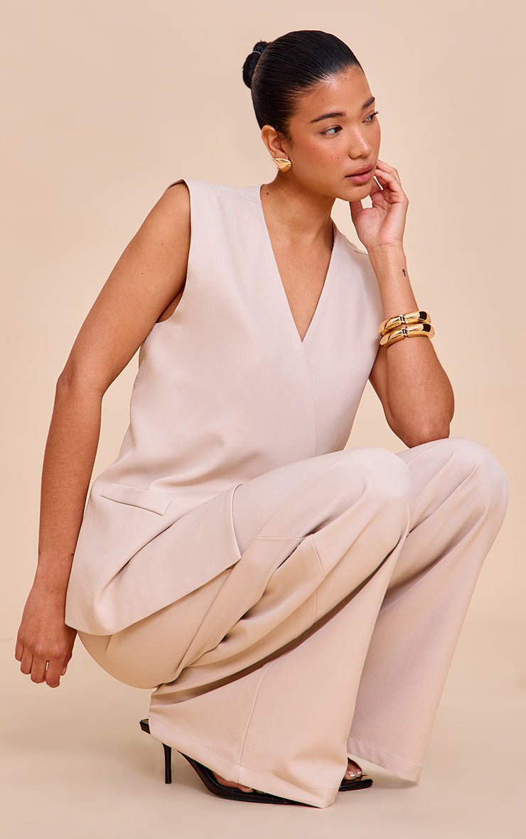 Clay Woven Collarless Pad Vest