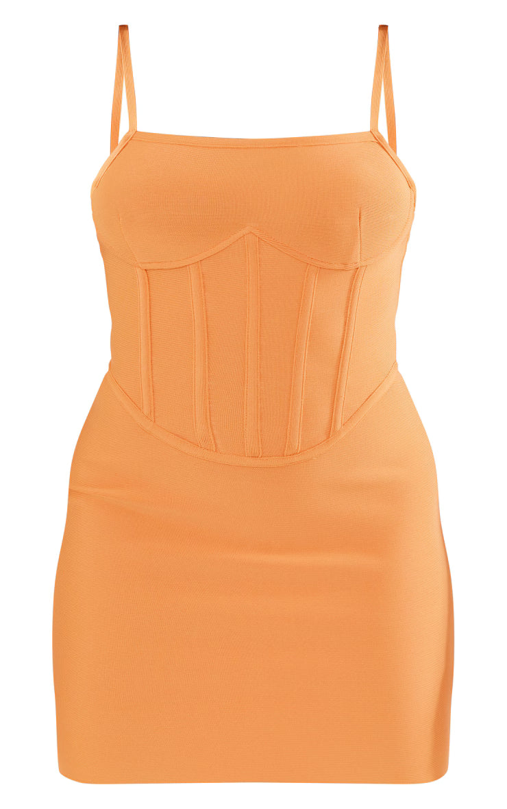 Tangerine Bandage Underbust Corset Detail Strappy Bodycon Dress