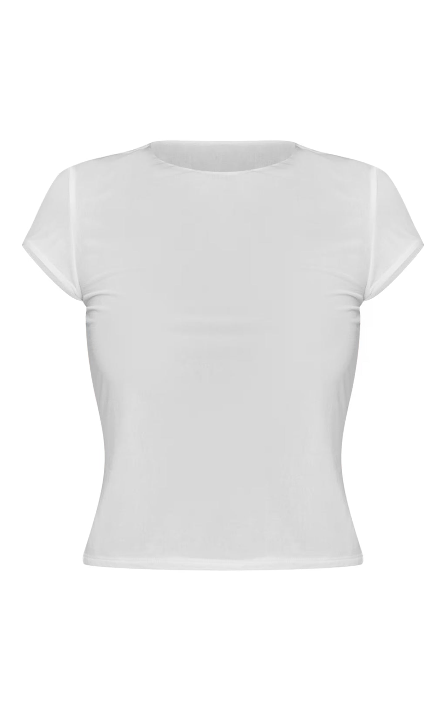 Ivory Stretch Chiffon Cap Sleeve Fitted T Shirt