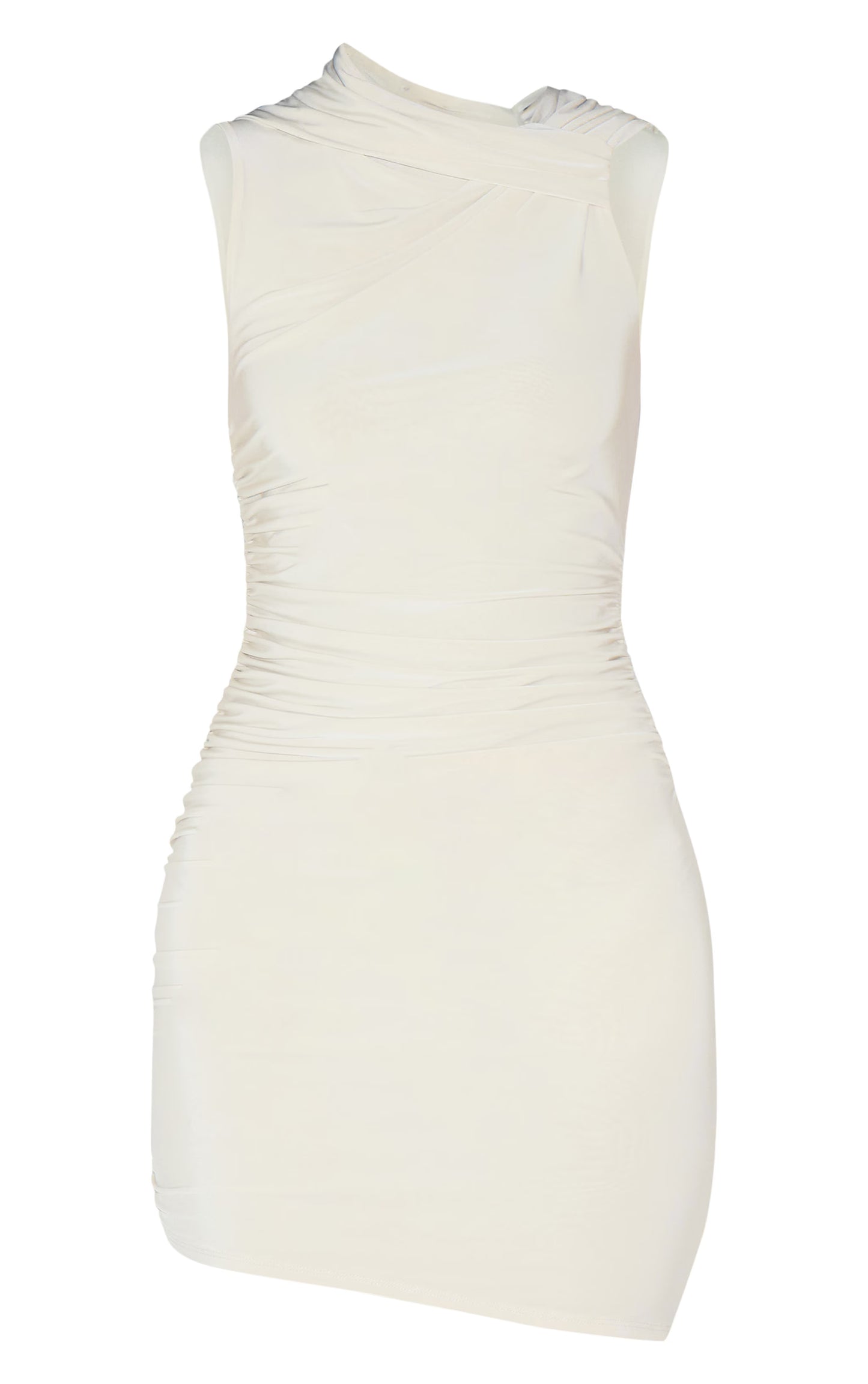 Butter Yellow Double Layer Slinky Ruched Bodycon Dress