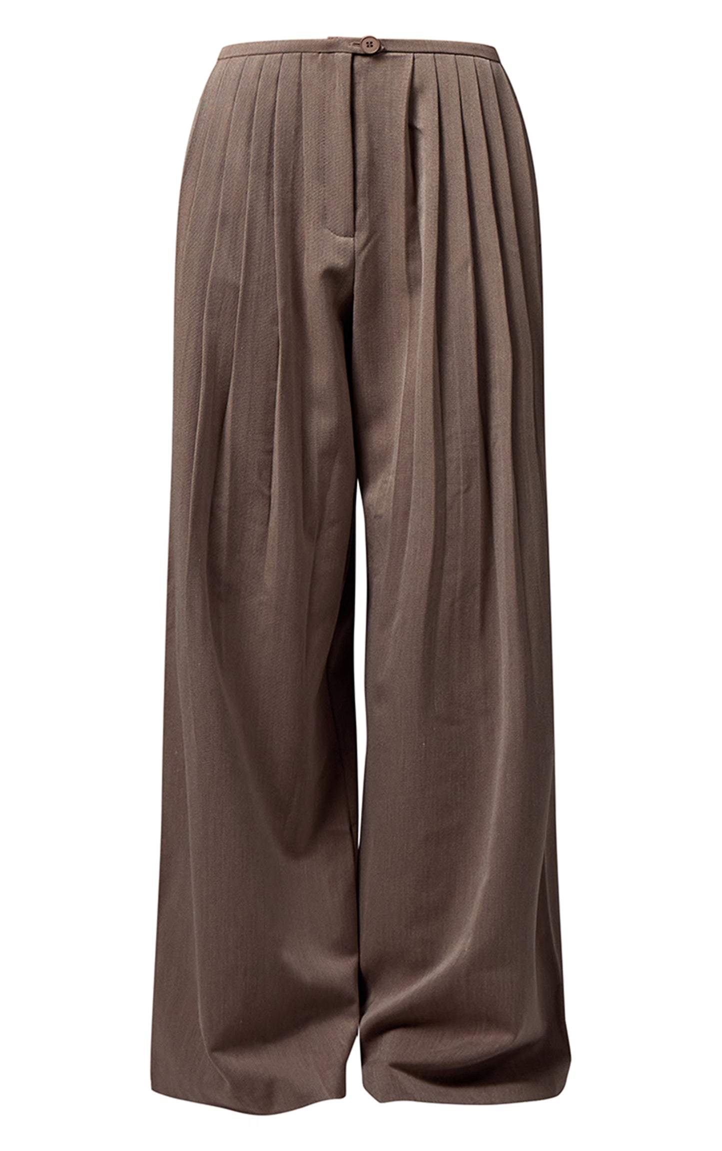 Premium Taupe Woven Pleated Waistband Extreme Wide Leg Pants