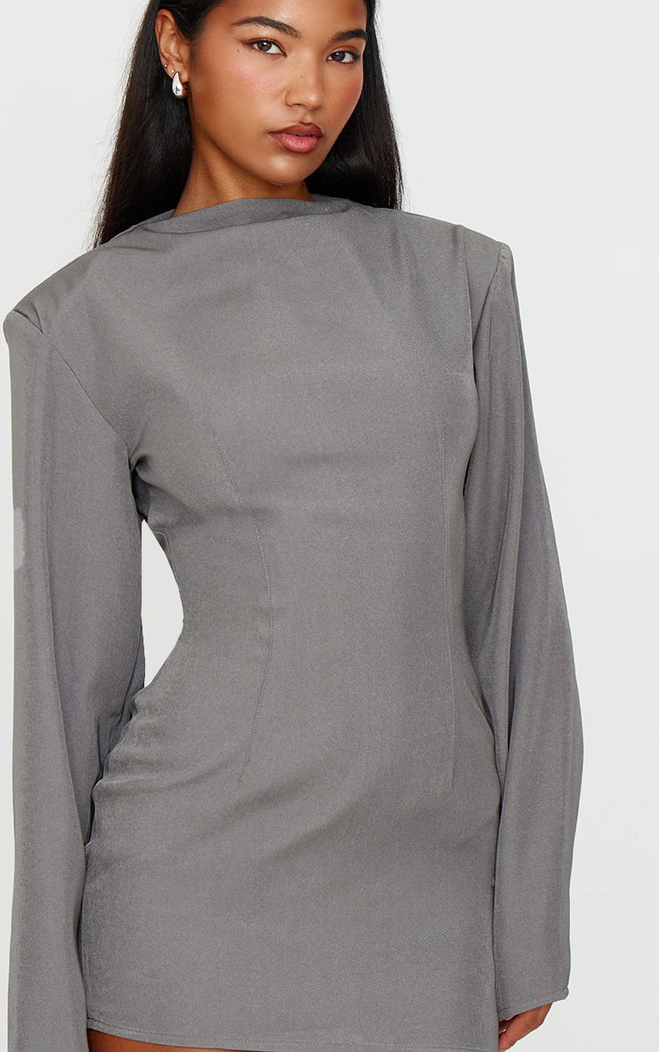 Grey Woven Batwing Bodycon Dress