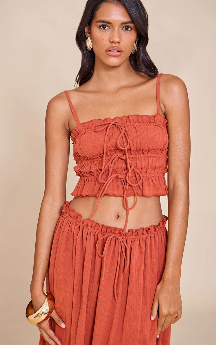 Rust Cheesecloth Cami Top