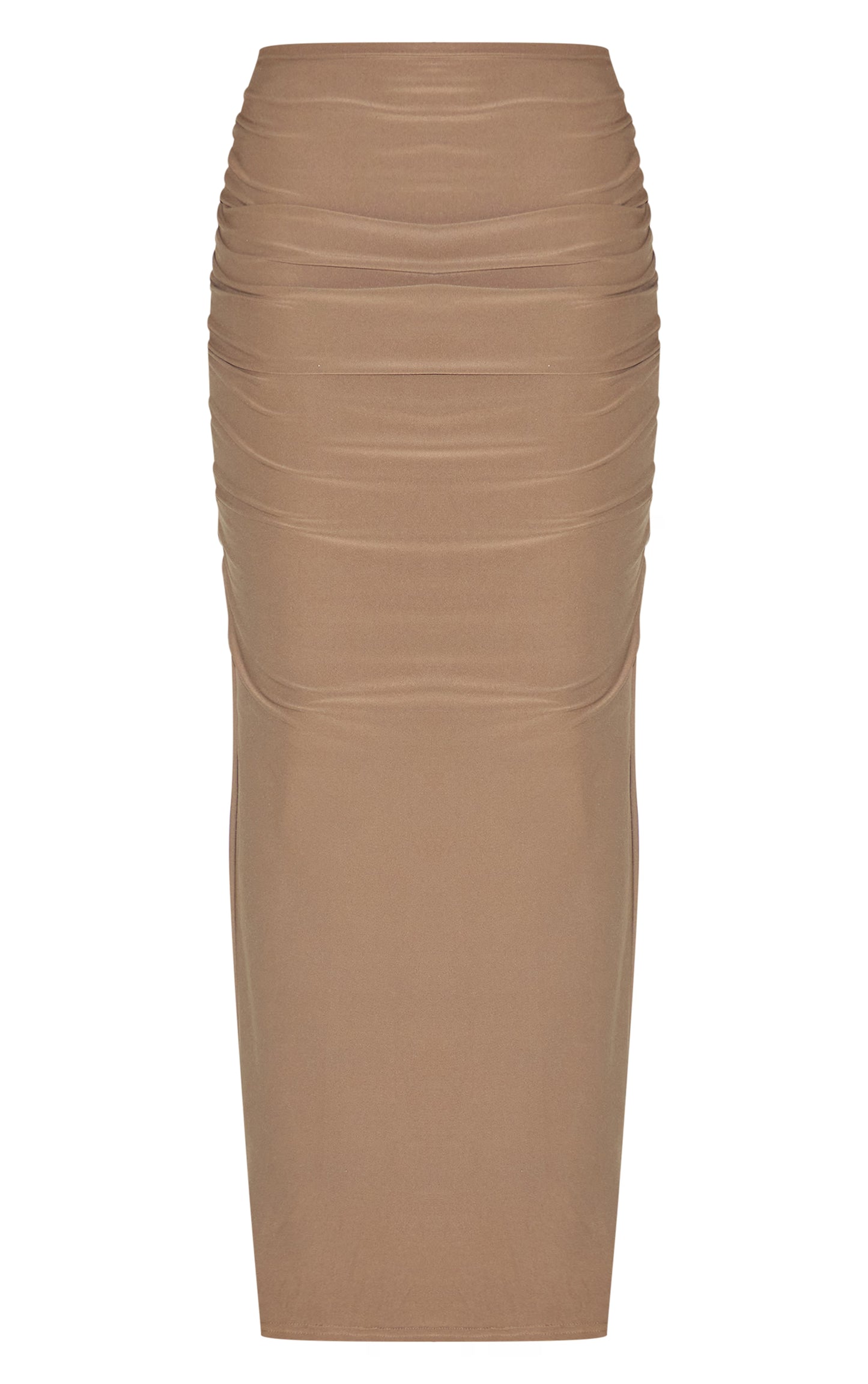 Mushroom Soft Touch Ruched Maxi Skirt