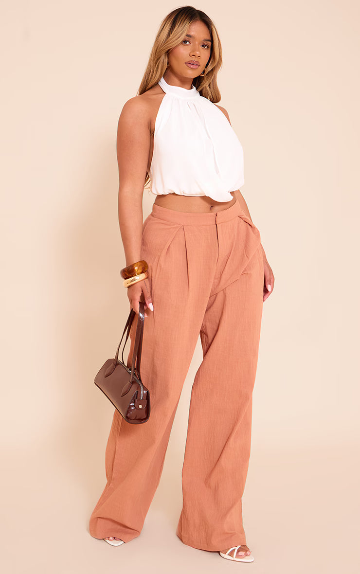 Shape White Chiffon Halterneck Open Back Top