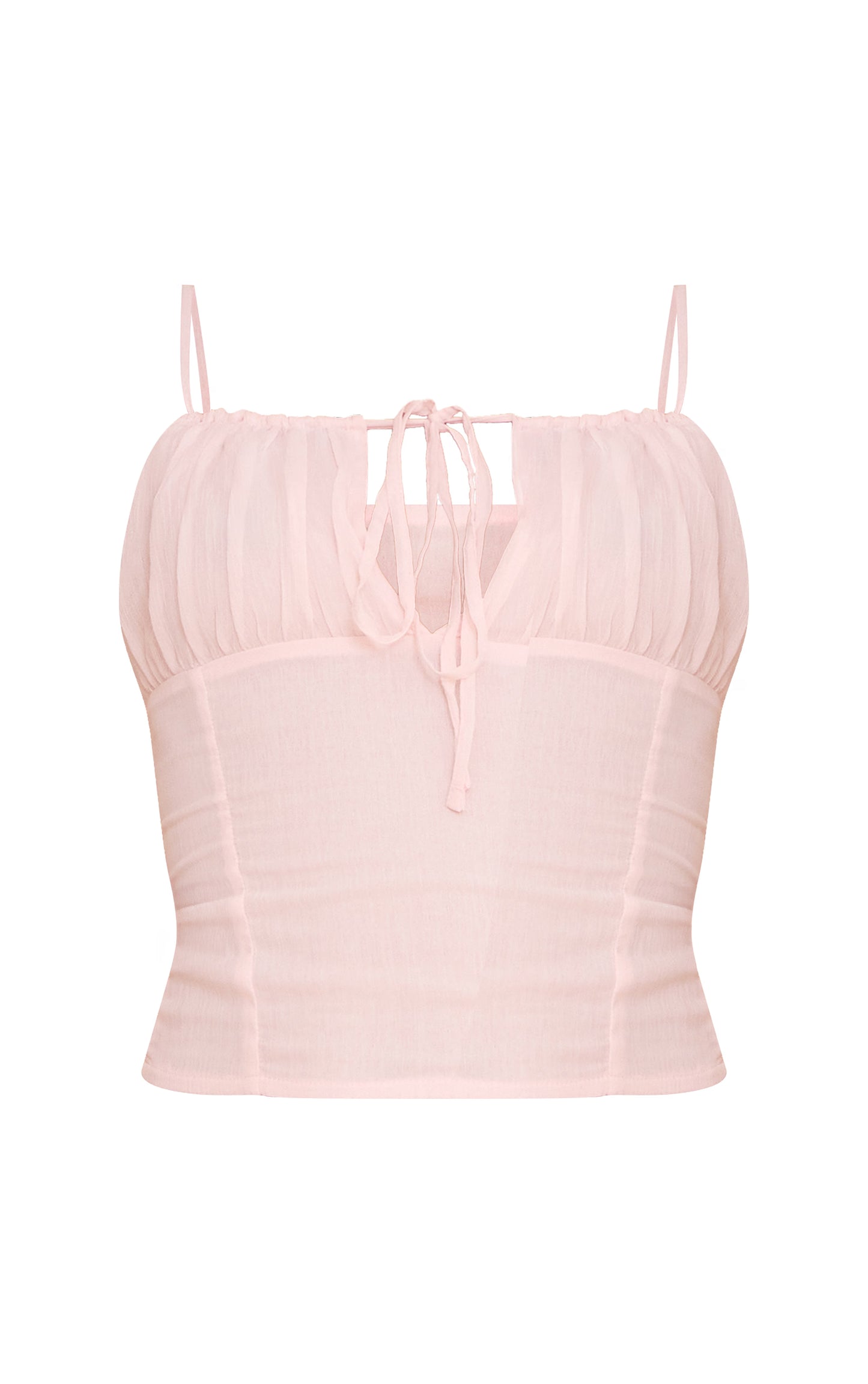 Pink Chiffon Ruched Bust Cami Top