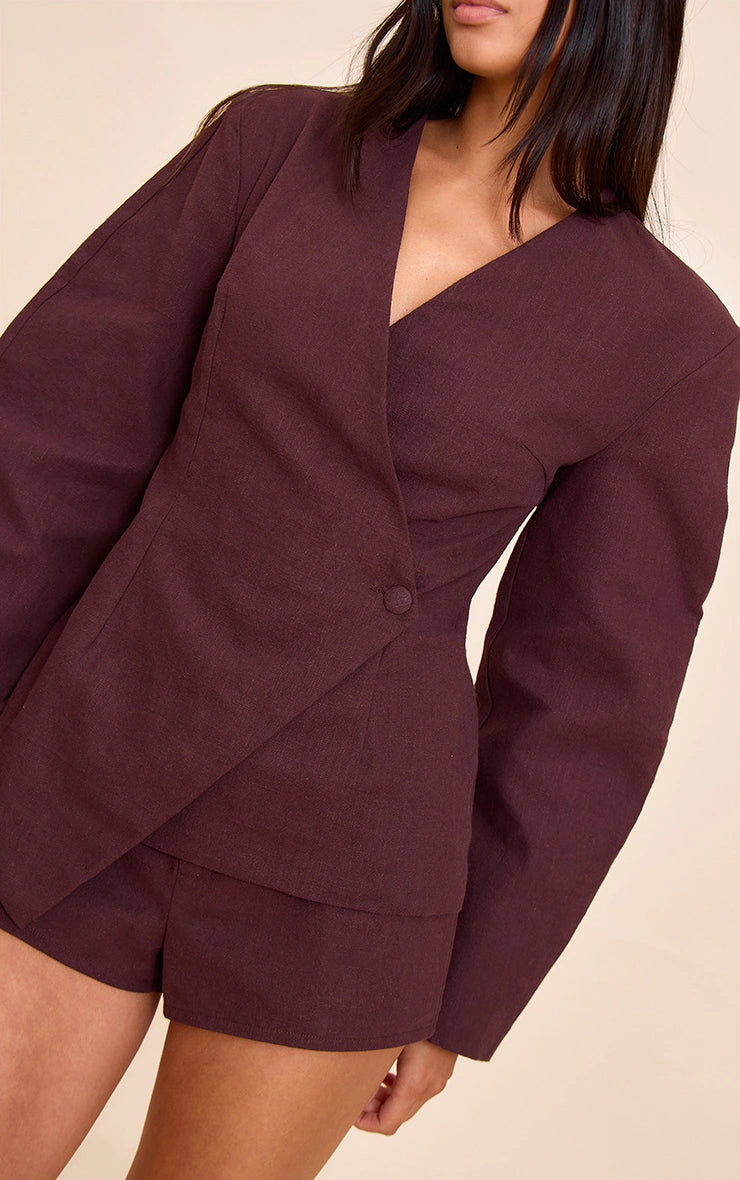 Deep Chocolate Premium Linen Tailored Hot Pant