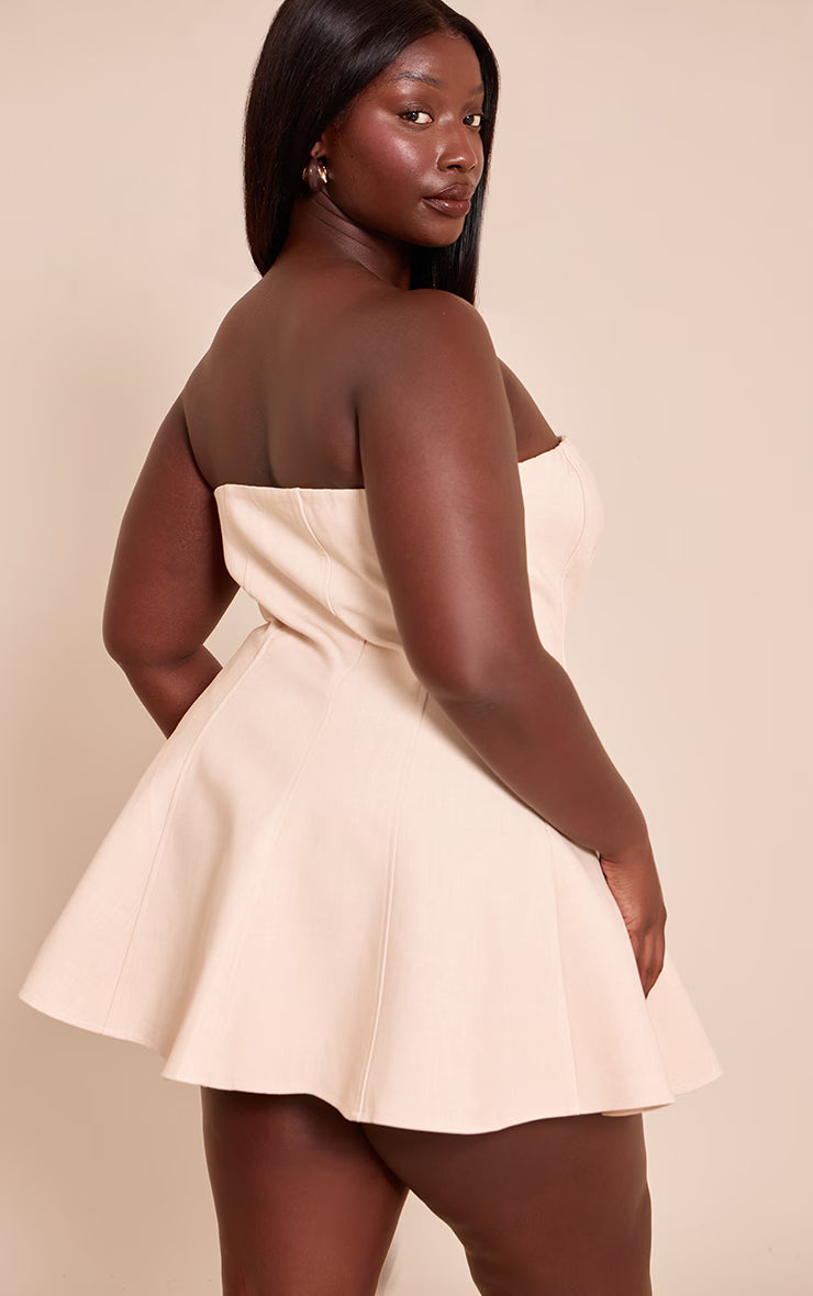 Plus Cream Woven Bandeau Shift Mini Dress