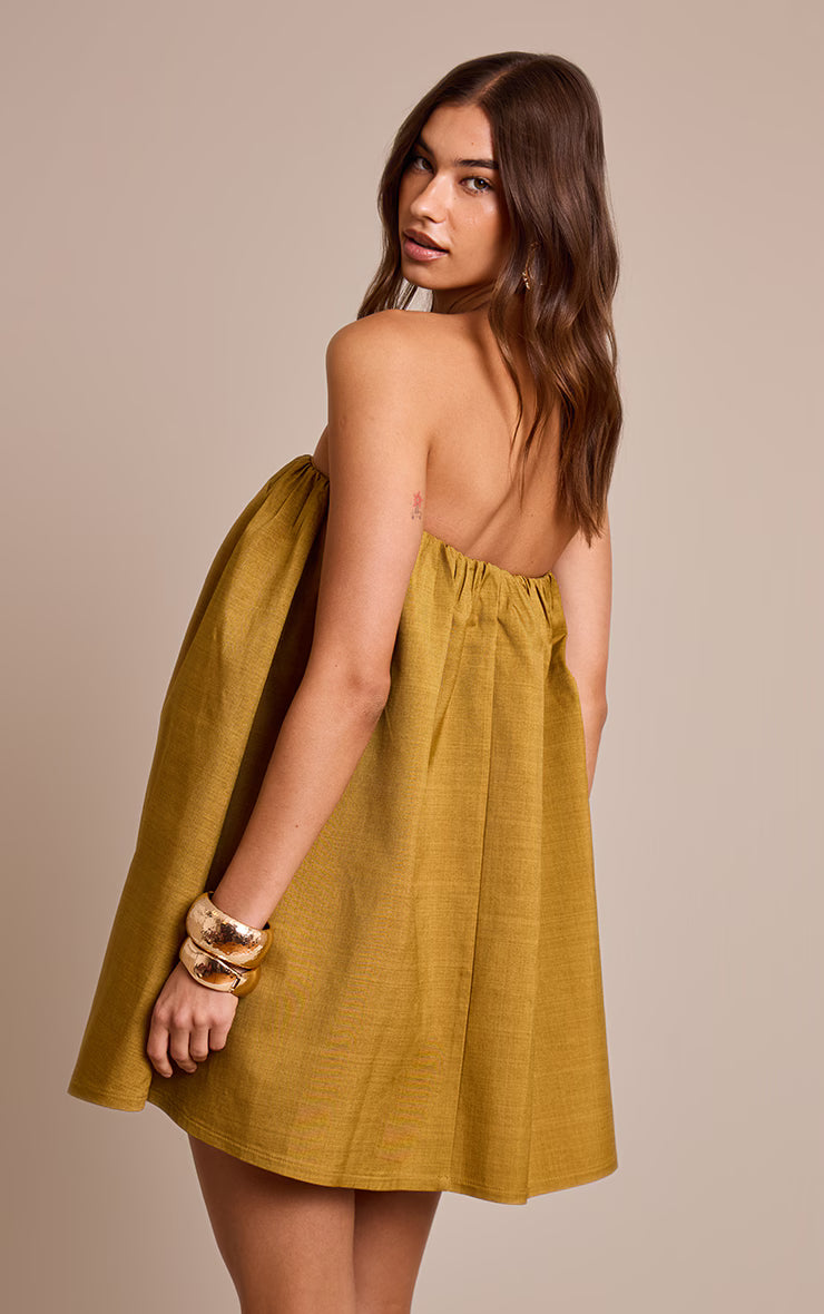 Dark Ochre Sweetheart Puffball Dress