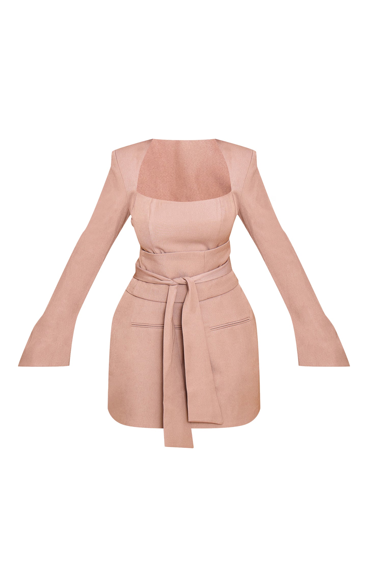 Shape Taupe Tailored Sweetheart Belted Mini Dress
