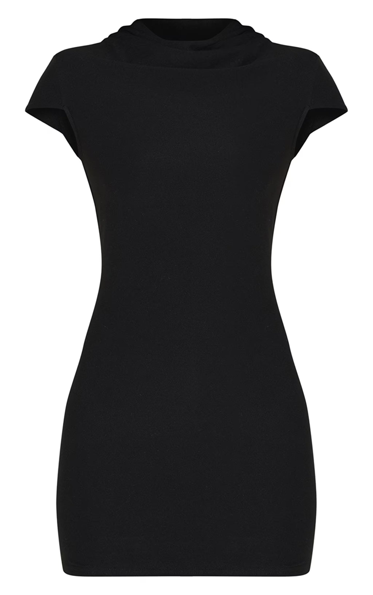 Black Soft Touch High Neck Cowl Bodycon Dress