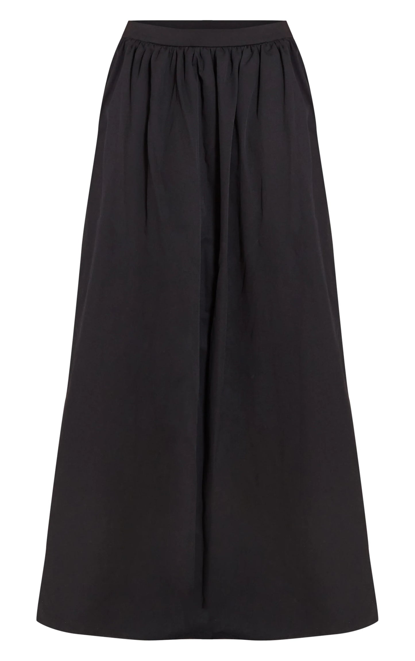 Black Woven Band Detail Pleated Maxi Skirt