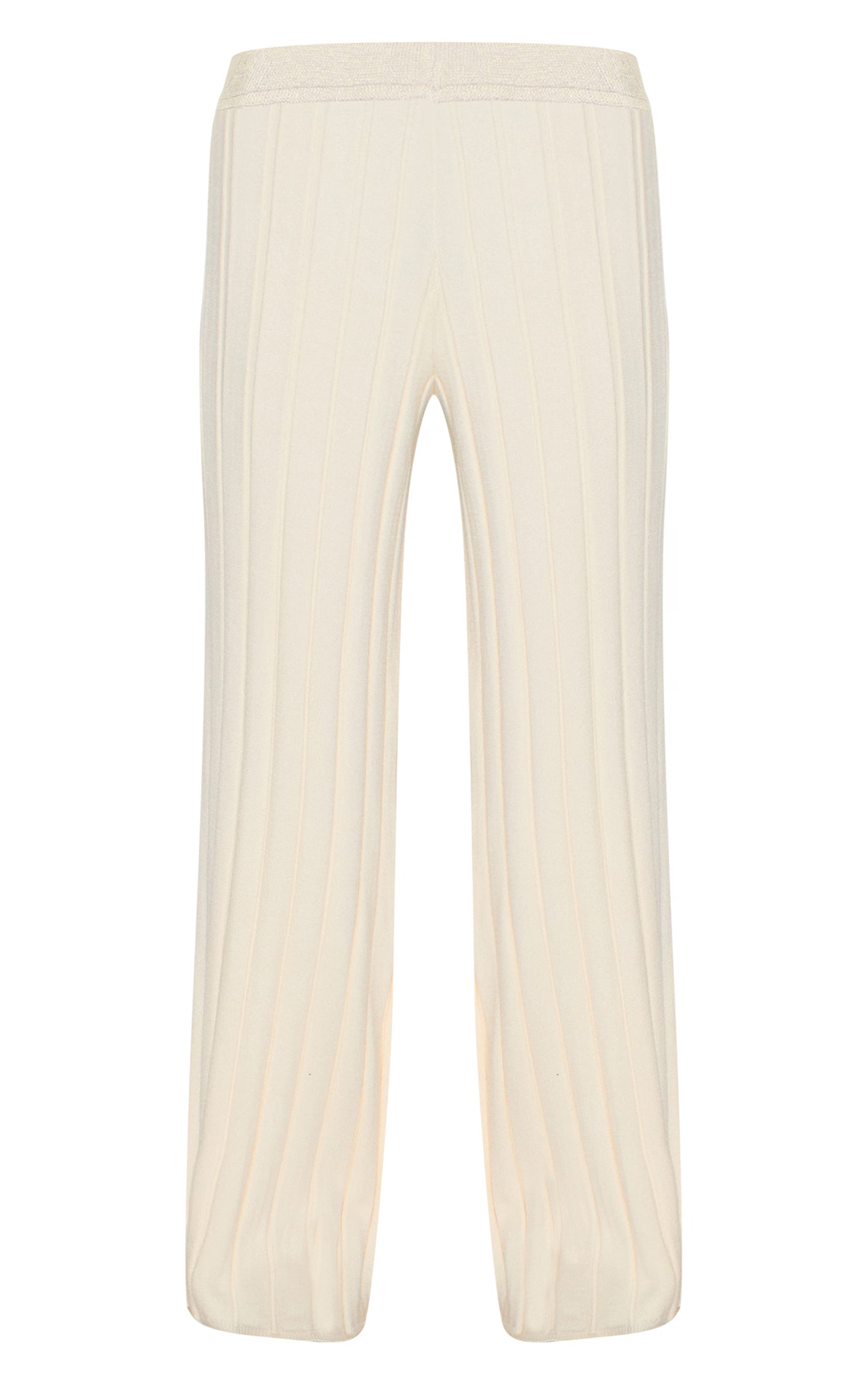 Cream Wide Rib Knit Pants