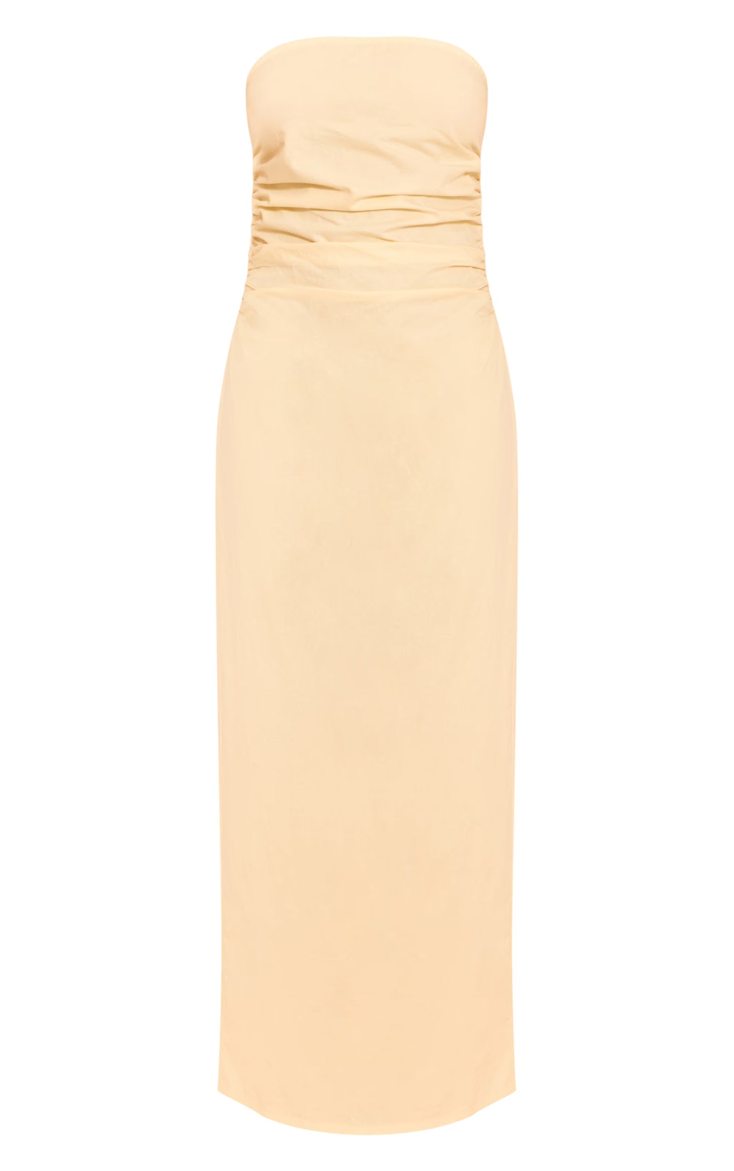 Lemon Bandeau Ruched Midaxi Dress