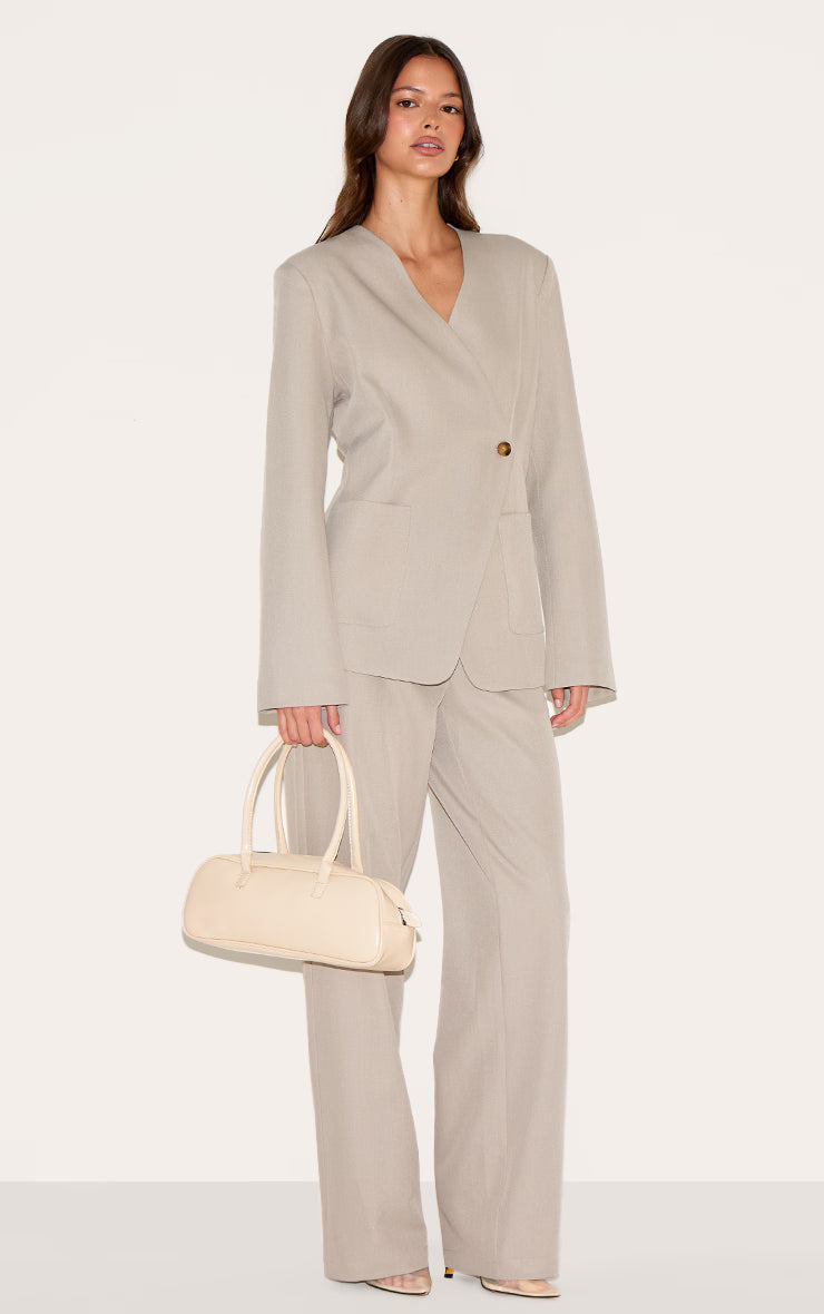 Sand Tailored Woven Asymmetric Blazer