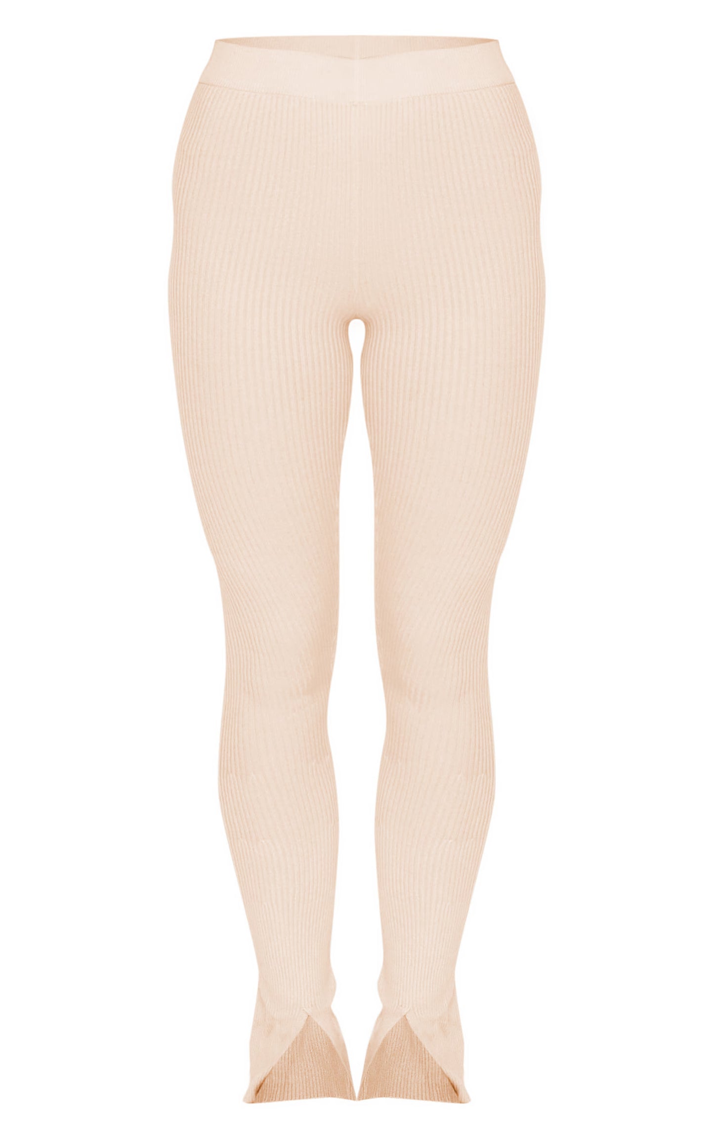 Oatmeal Knitted Split Hem Flare Pants