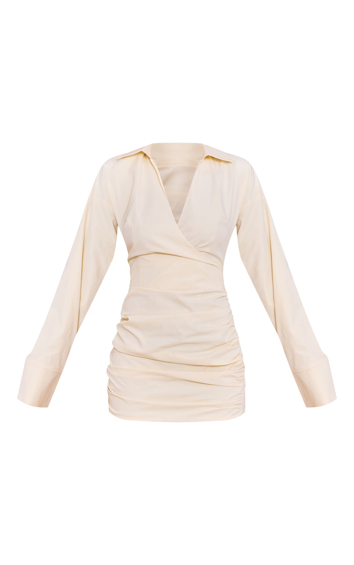Butter Yellow Plunge Deep Cuff Shirt Dress