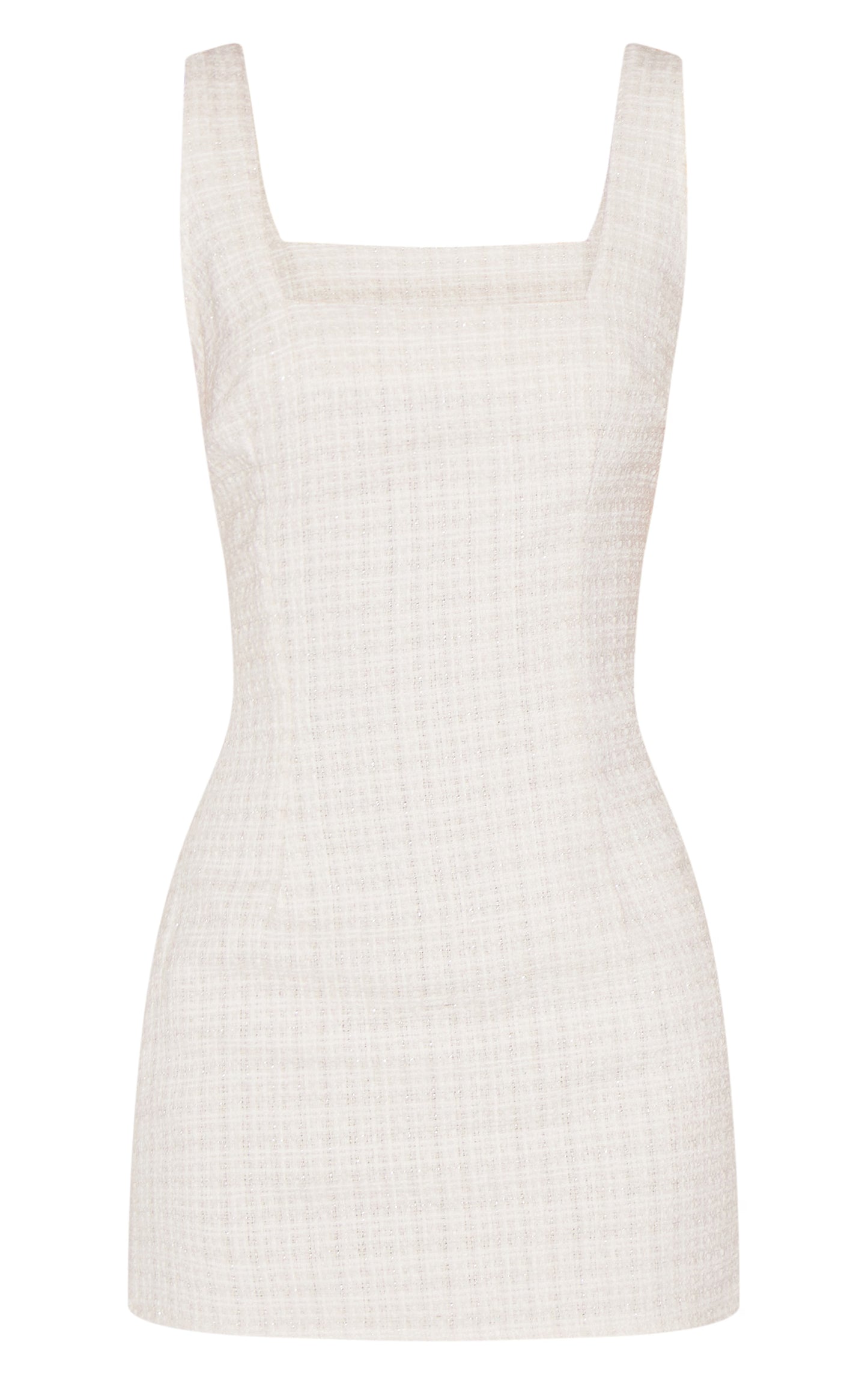 Almond Boucle Square Neck Mini Dress