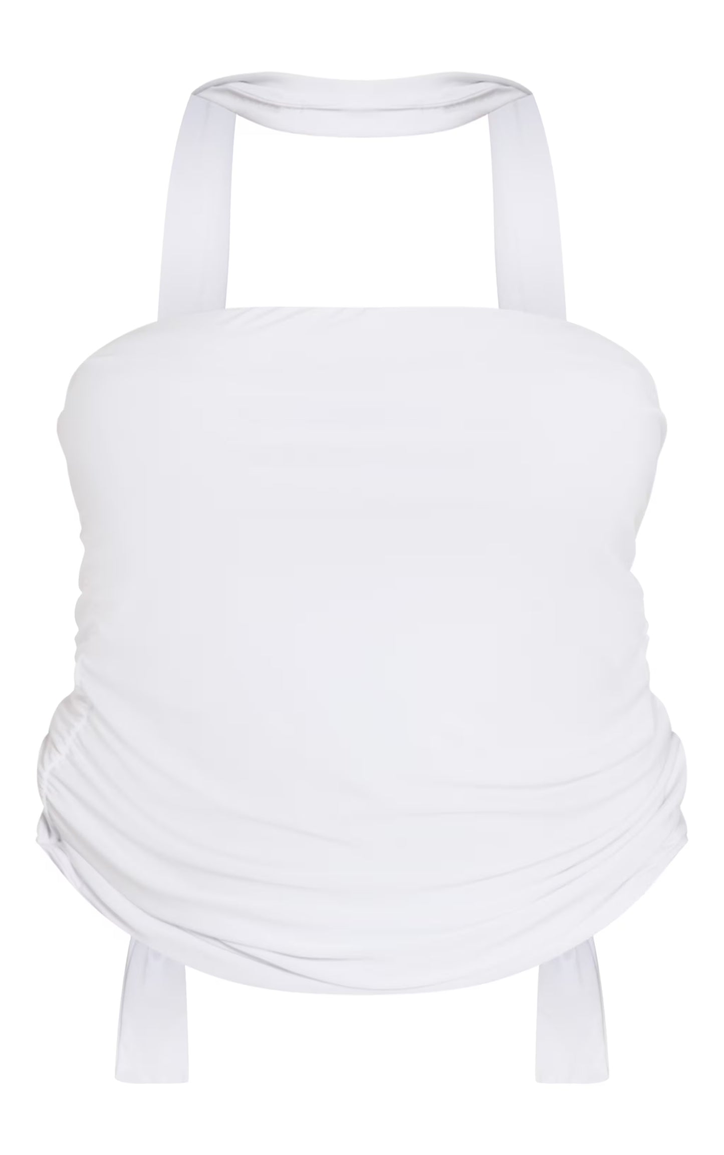 Plus White Scarf Neck Bandeau Double Layer Jersey Top