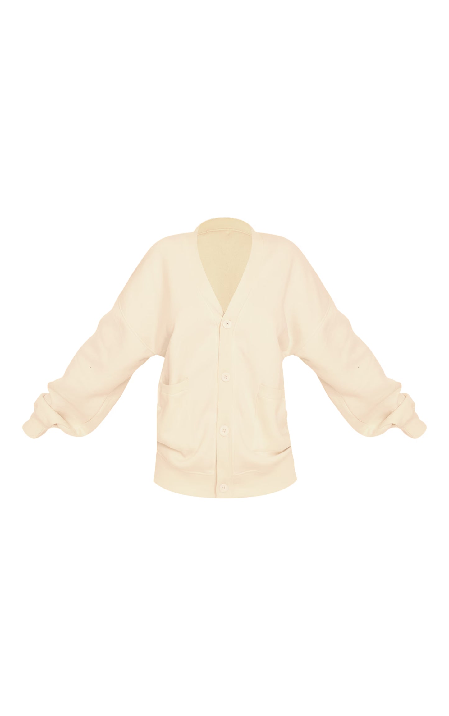 Cream Button Front Pocket Sweat Cardigan
