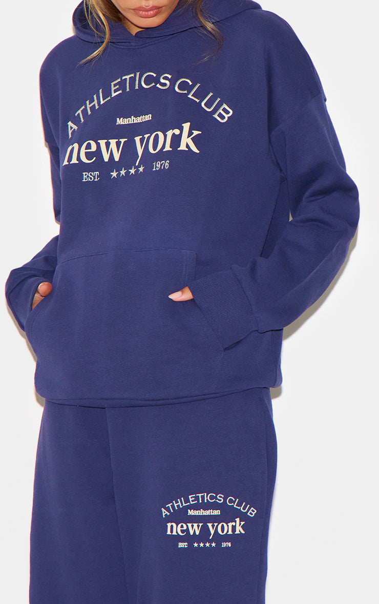 Navy Premium New York Embroidered Straight Leg Sweatpants