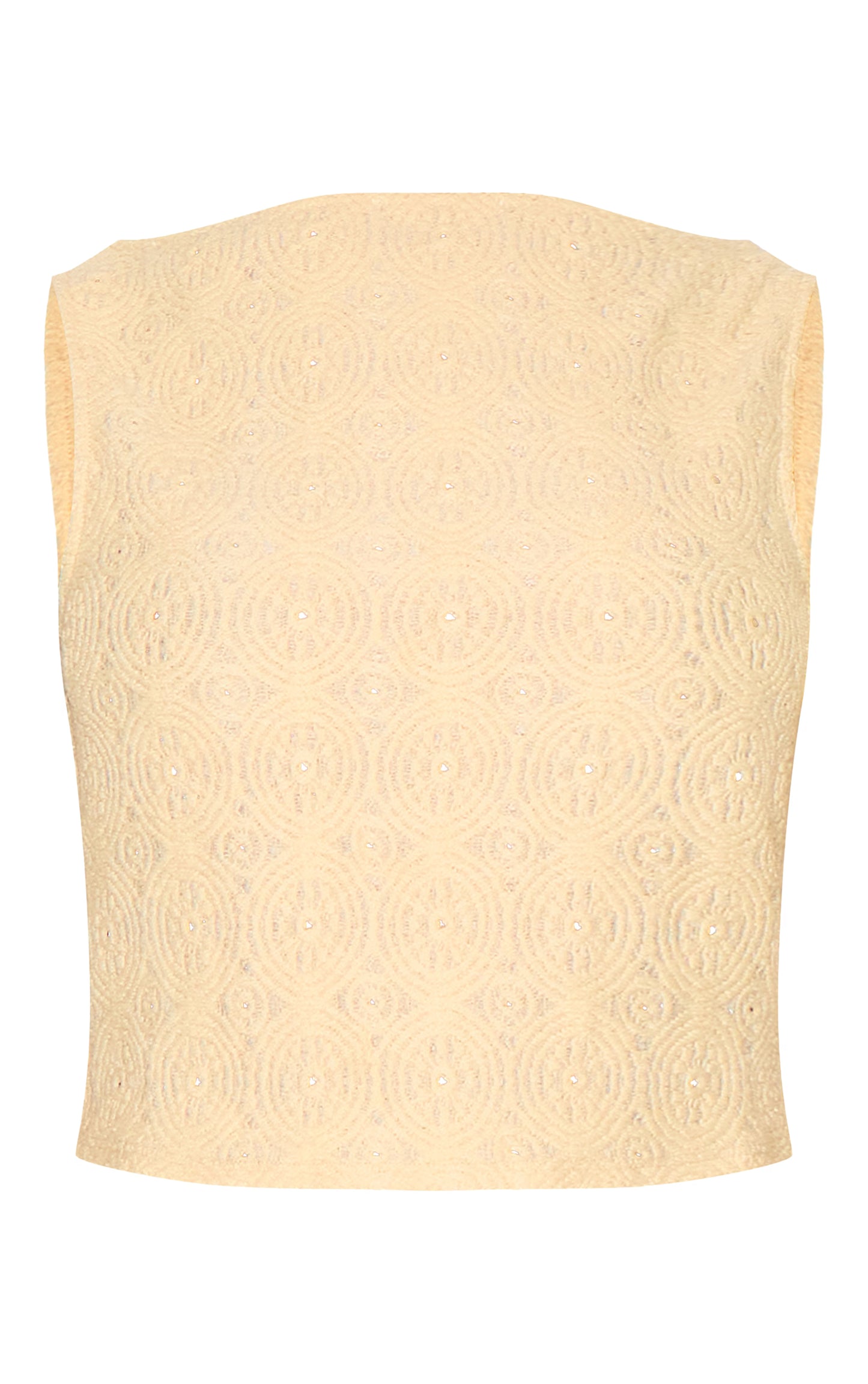 Petite Butter Cream Textured Scallop Hem Top