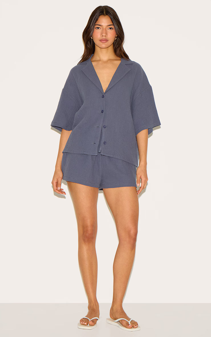 Charcoal Woven Short Sleeve Shirt
