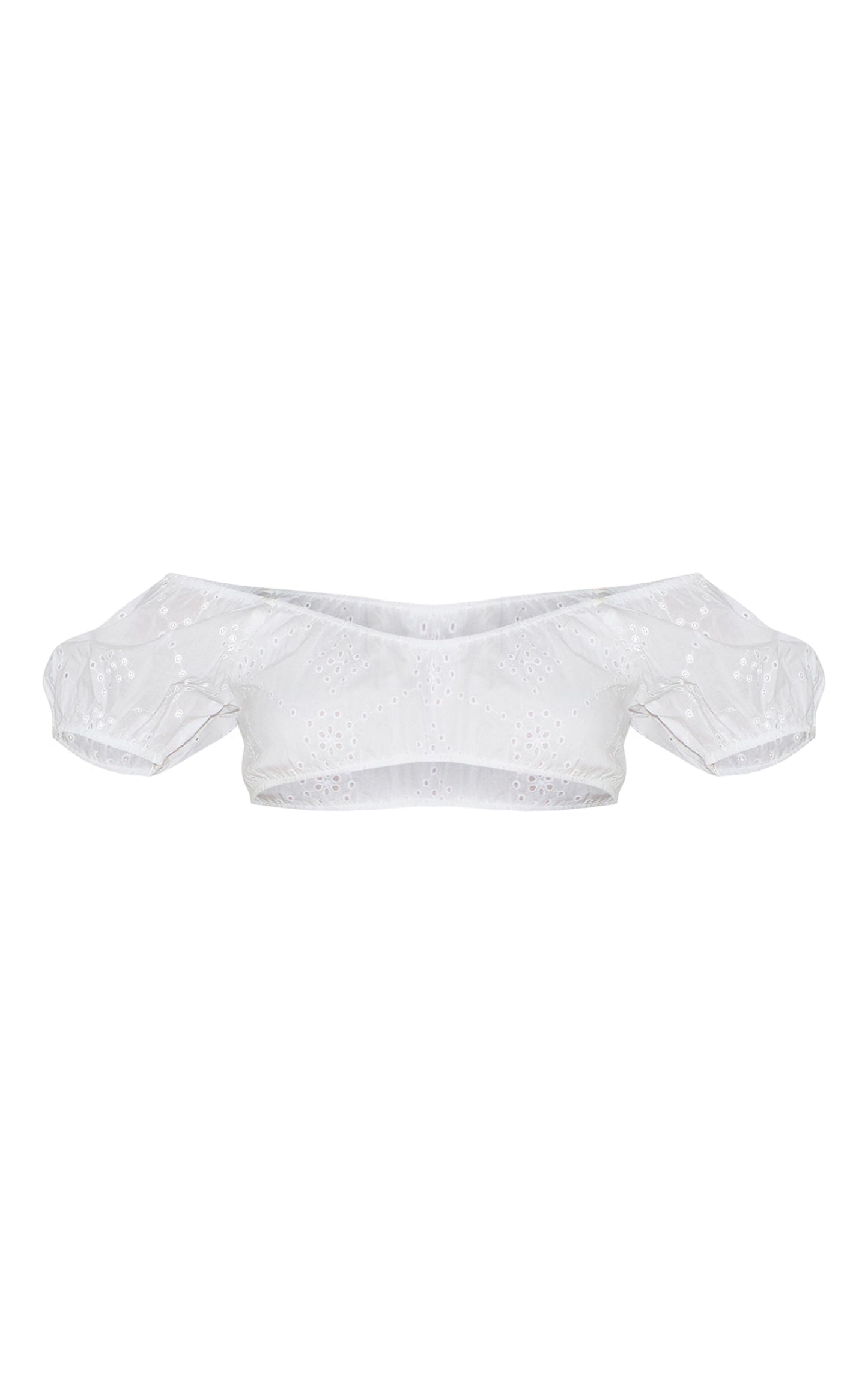 White Broderie Bardot Crop Top