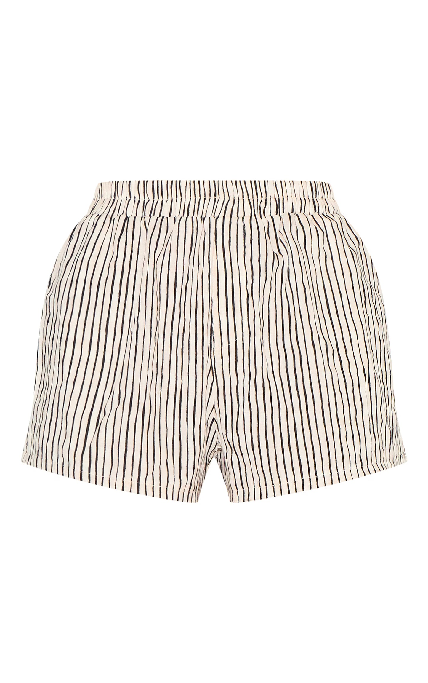 Black Striped Linen Look Floaty Shorts