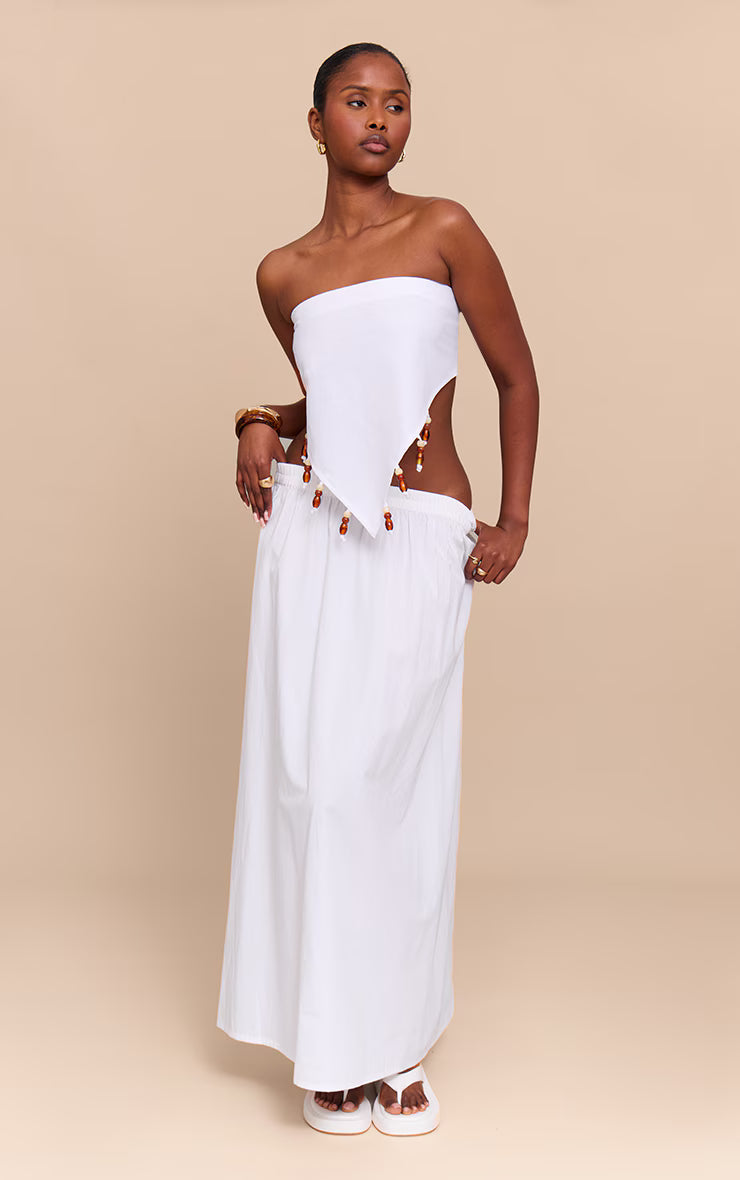White Beaded Pointed Bandeau