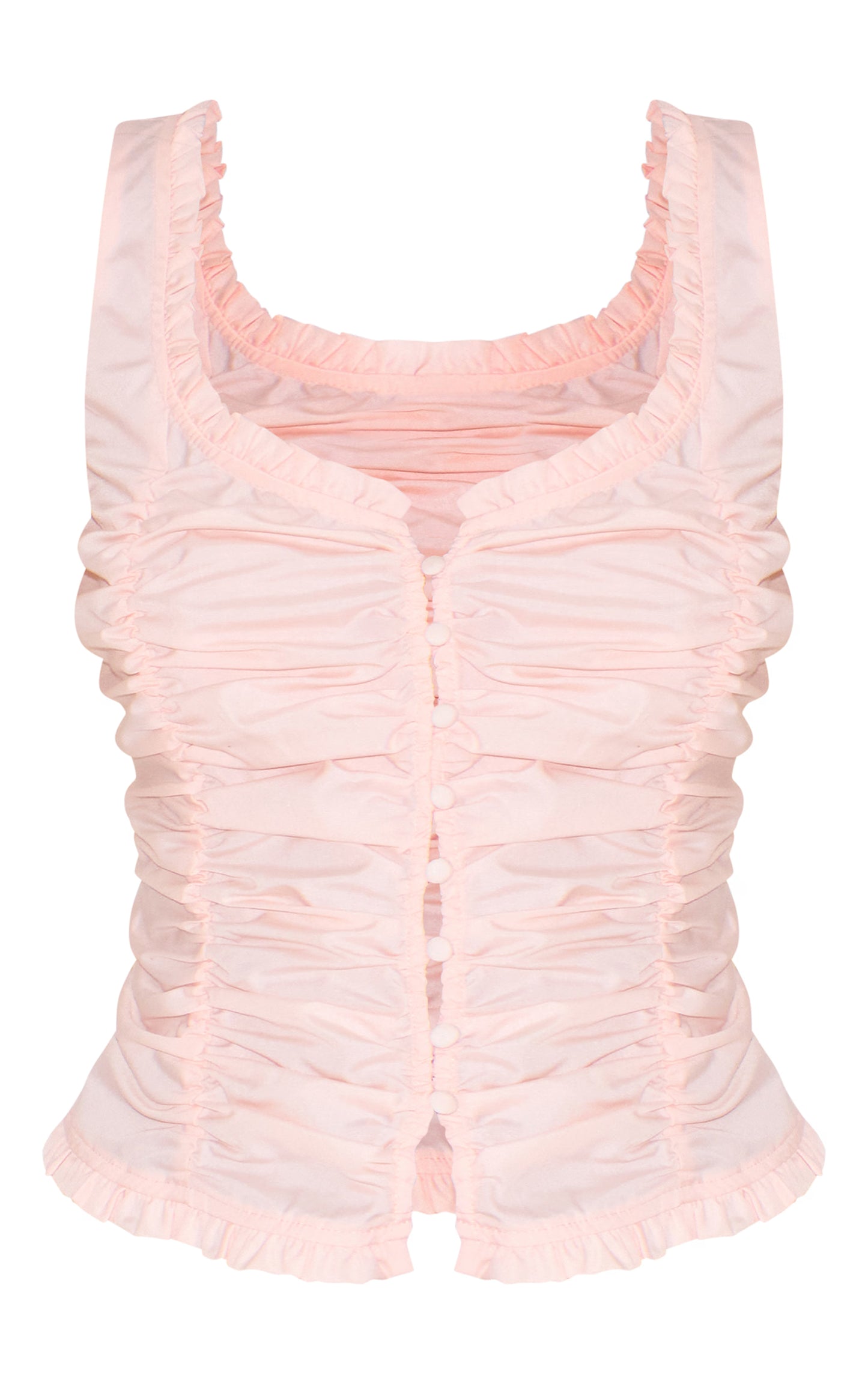 Dusty Pink Cotton Ruched Front Fitted Top