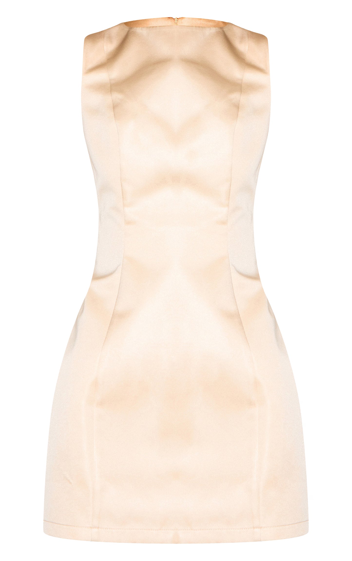 Almond Satin Boat Neck Mini Dress