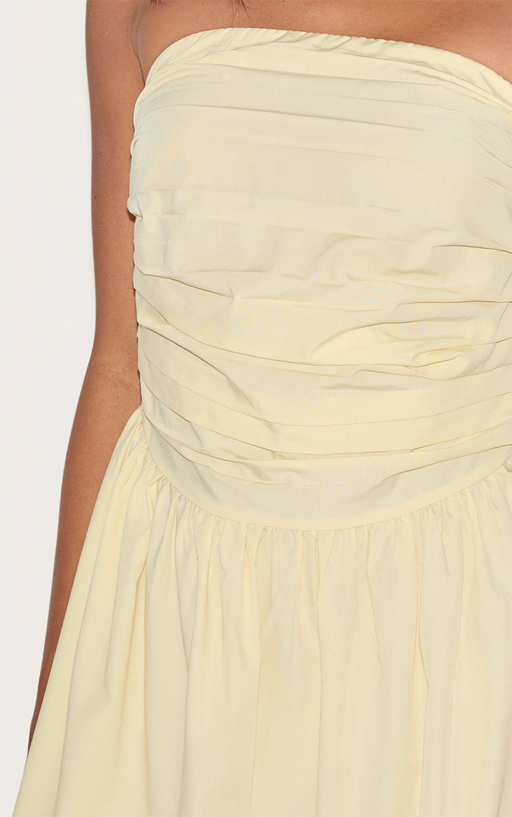 Lemon Bandeau Ruched Detail Shift Dress