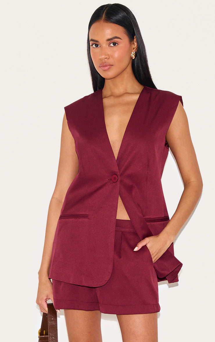 Burgundy Premium Tailored Woven Shorts