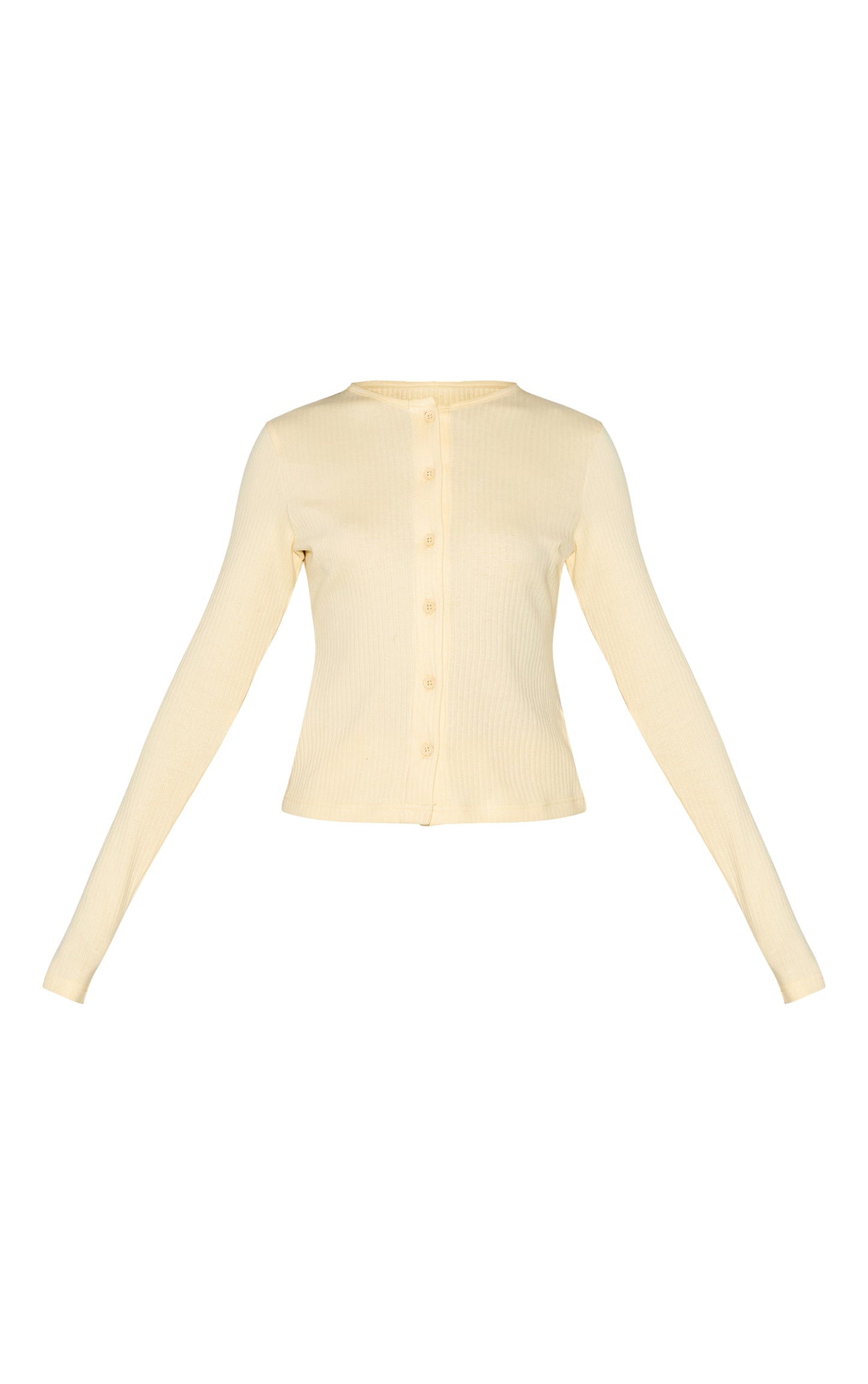 Almond Button Up Ribbed Long Sleeve Cardigan