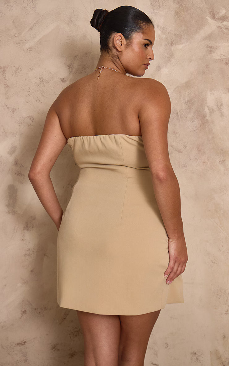 PLT Label Plus Stone Embroidered Woven Neck Trim Detail Bodycon Dress