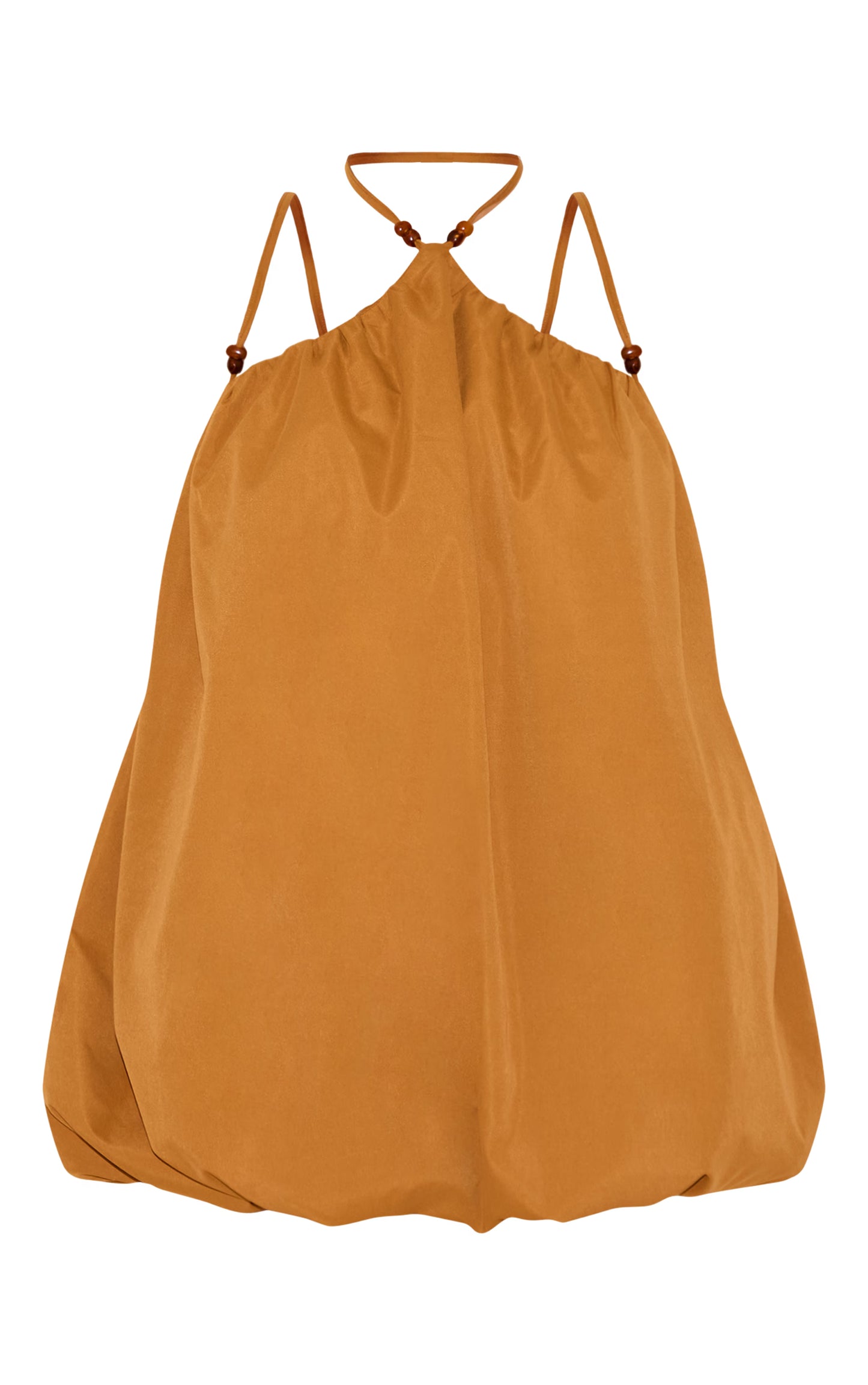Plus Dark Ochre Halterneck Bead Detail Puffball Dress