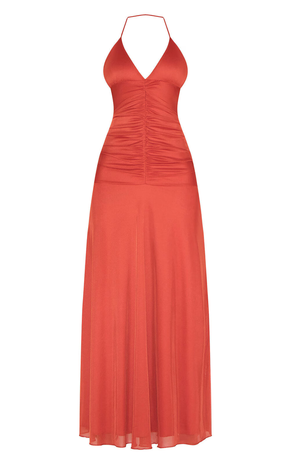 Rust Ruched Detail Strappy Maxi Dress