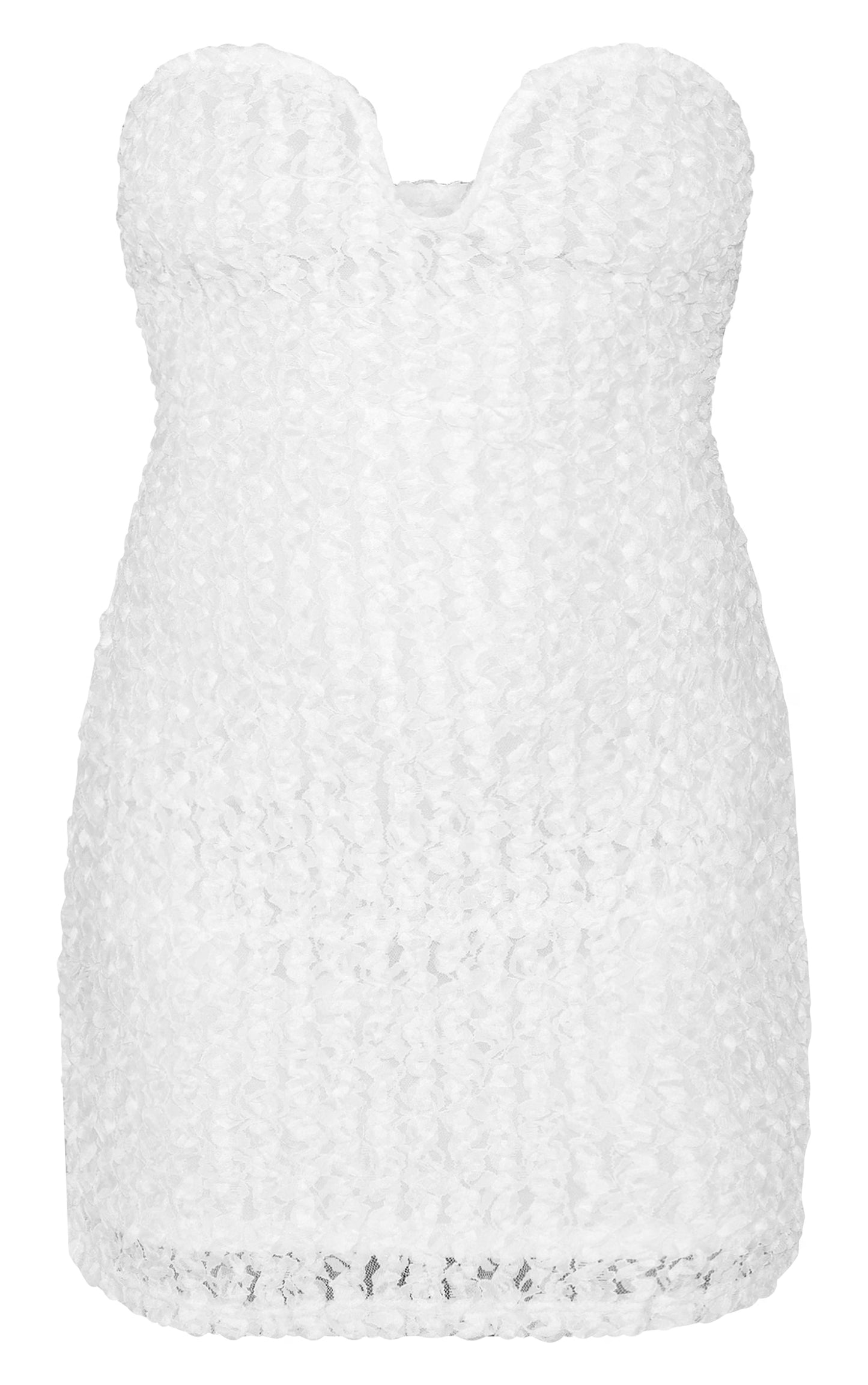 Plus White Texured Wired Bandeau Mini Dress