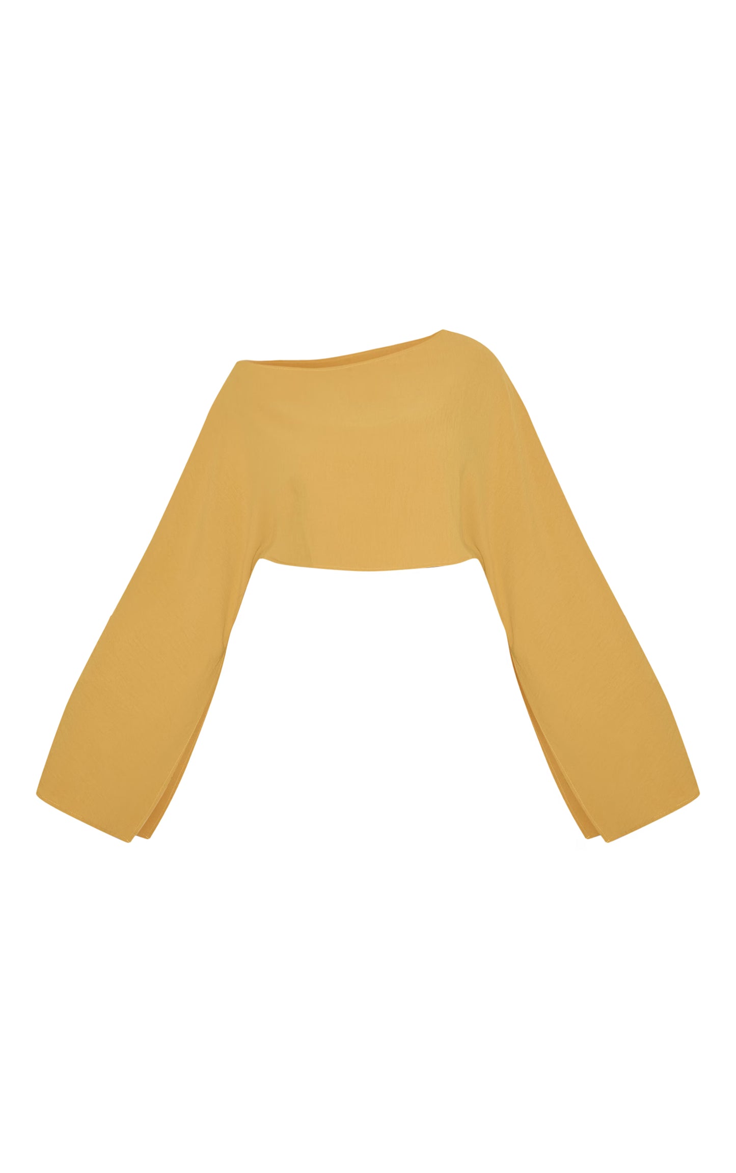 Plus Deep Mustard Floaty Woven Slash Neck Long Sleeve Top