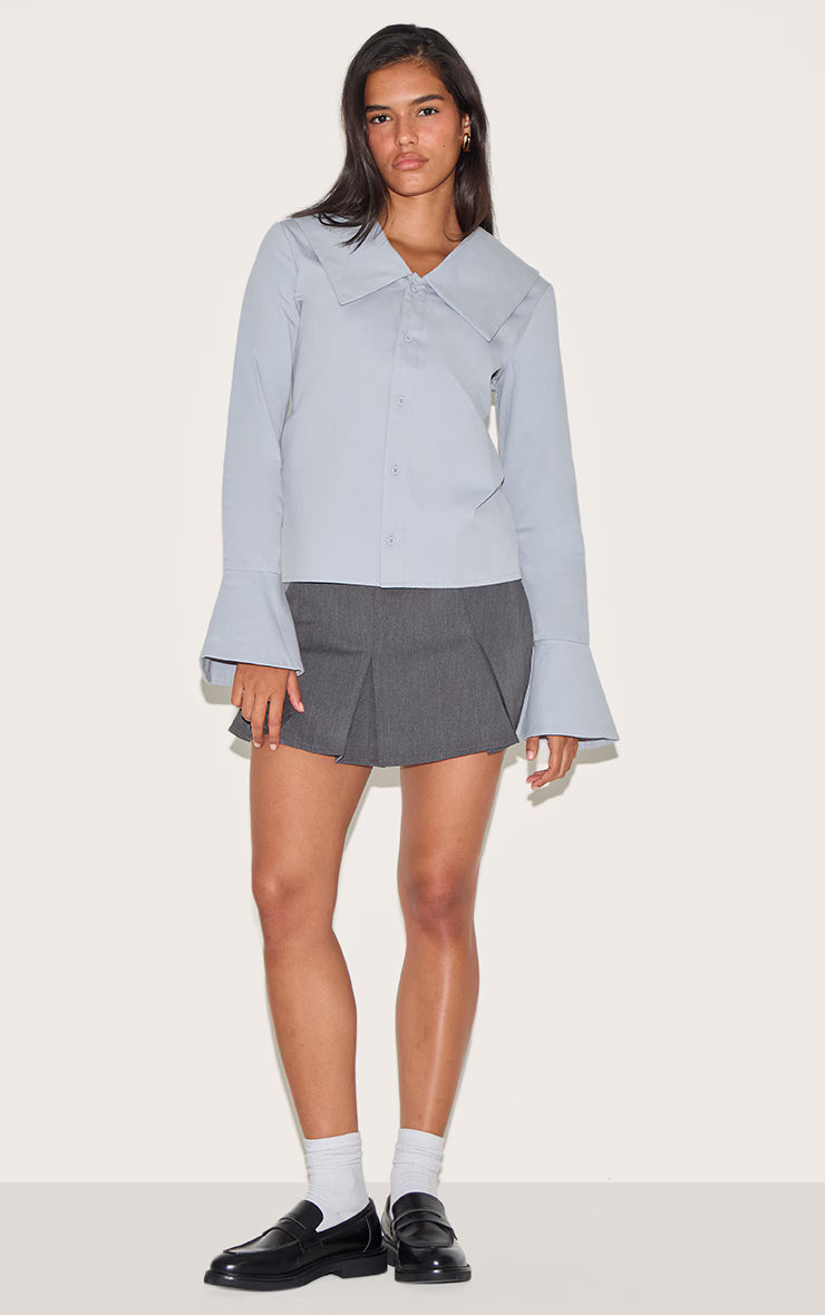 Blue Large Collar Shirt