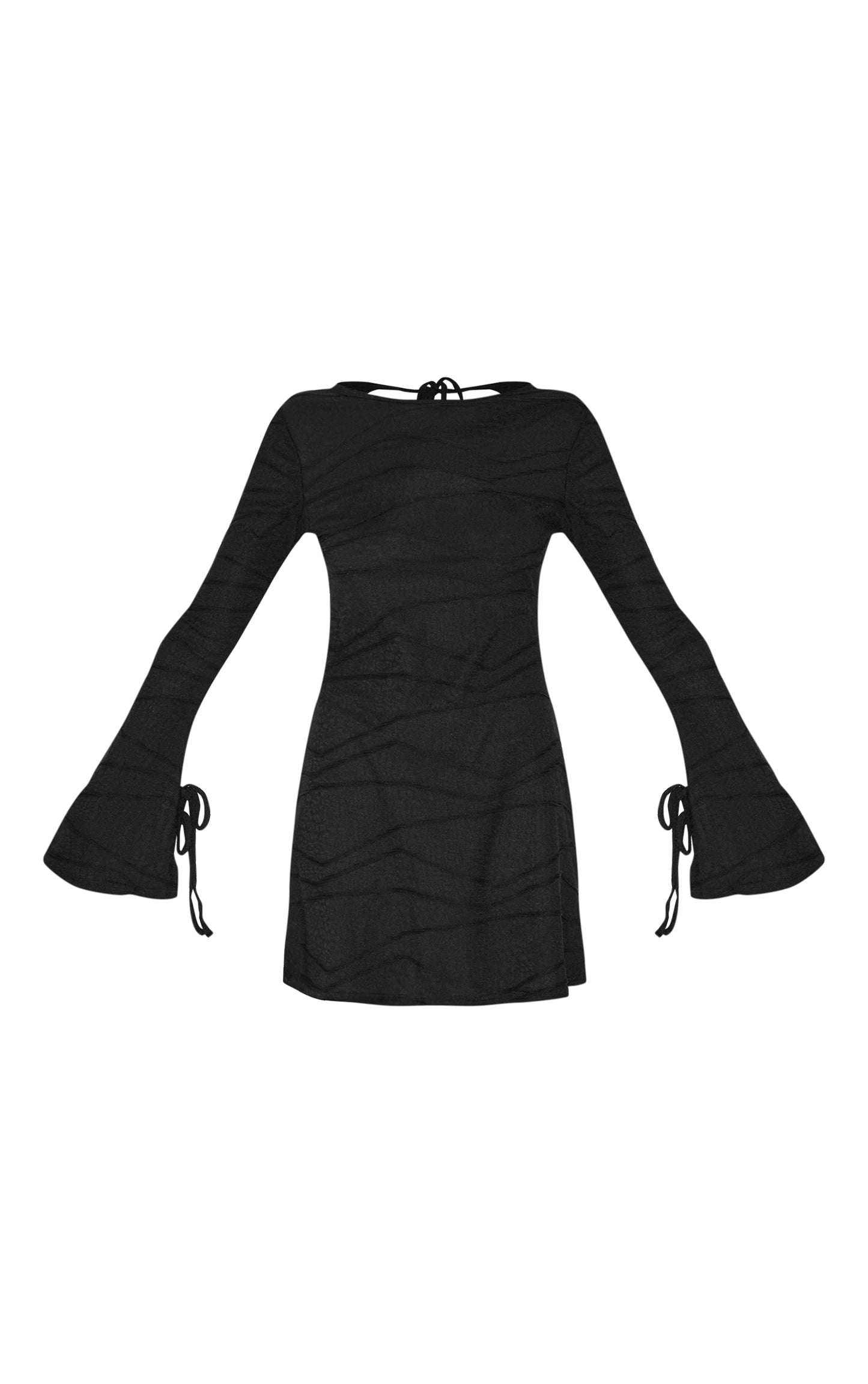 Black Textured Jersey Cut Out Back Bodycon Dress