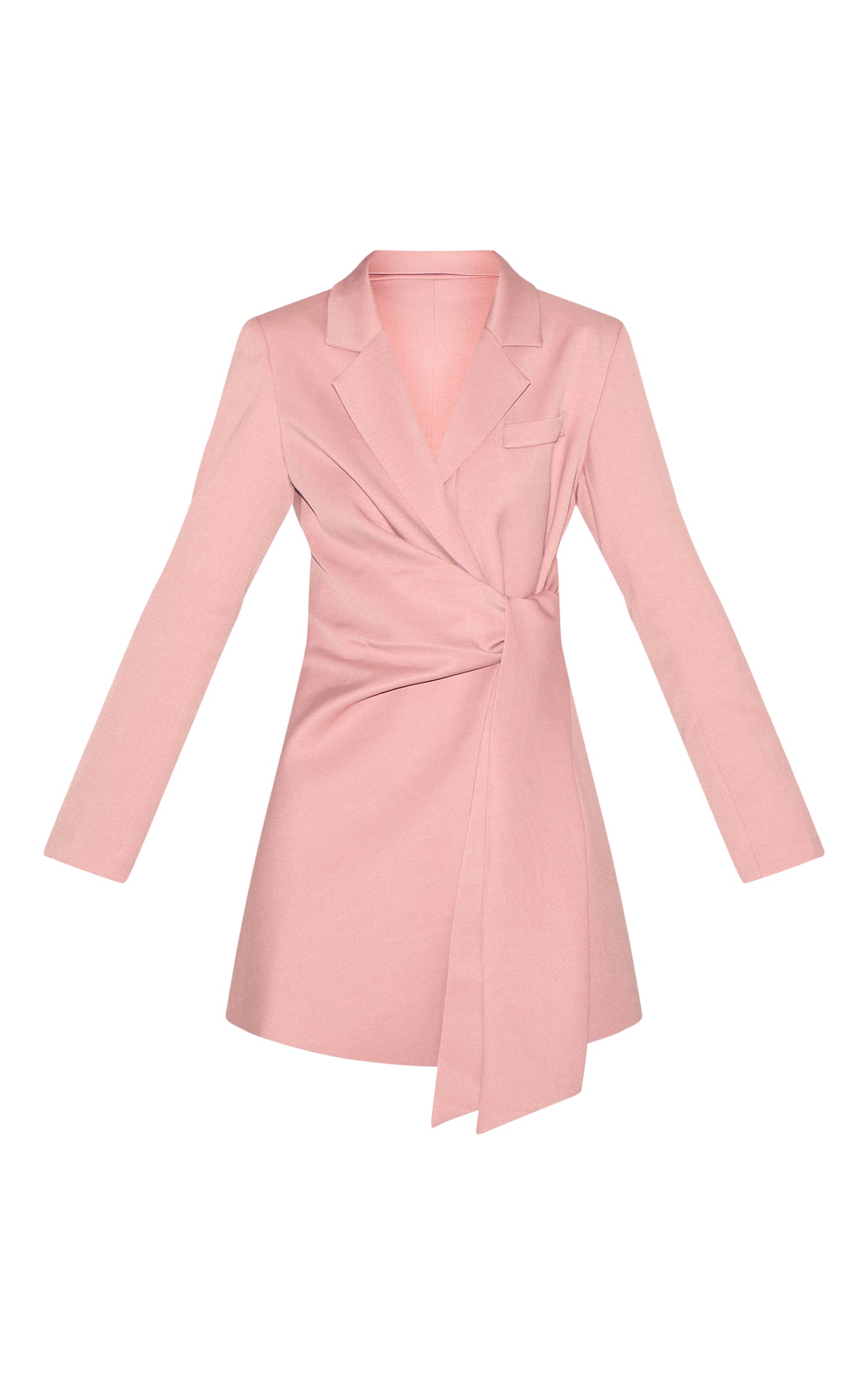 Pink Woven Blazer Side Tie Mini Dress