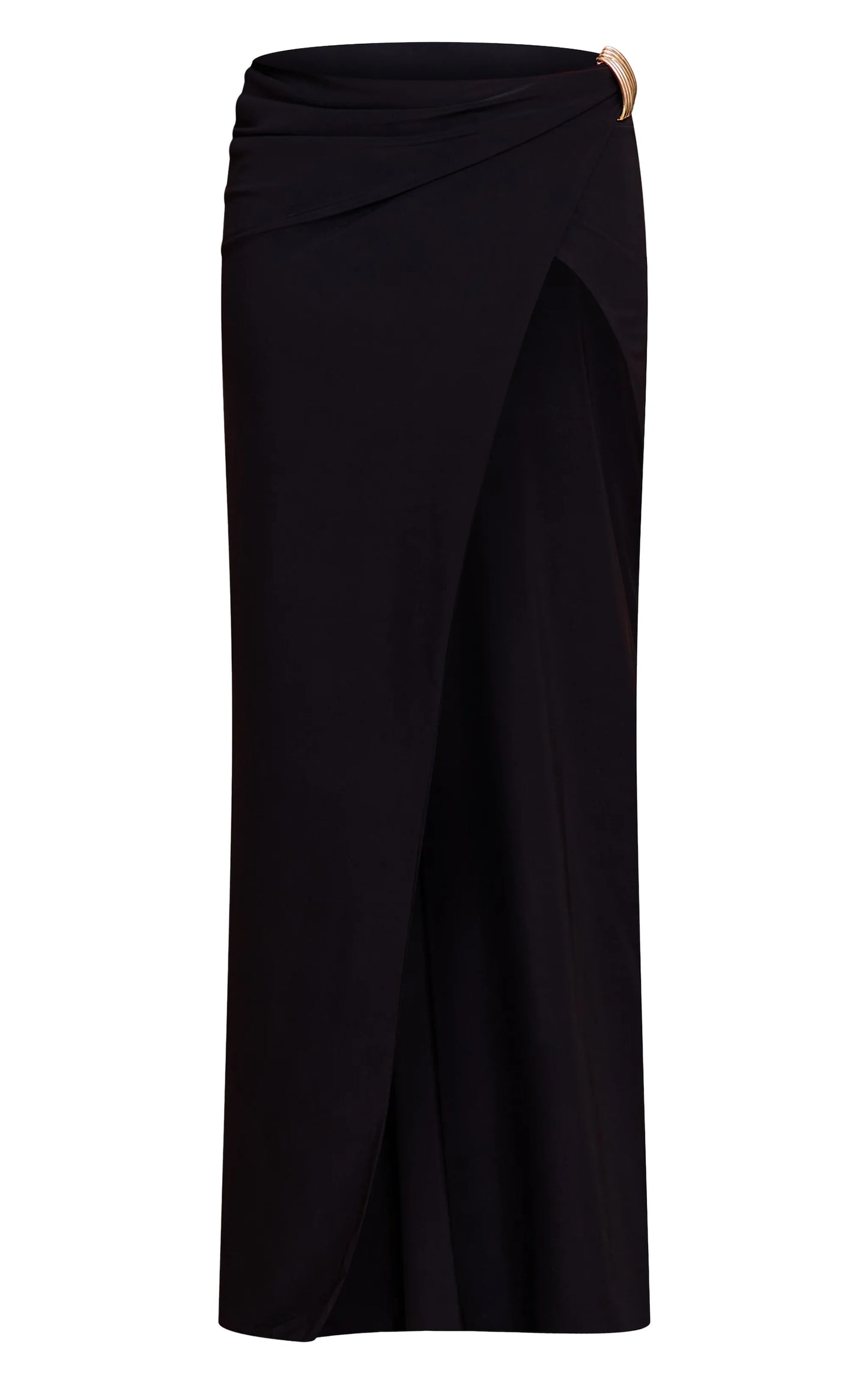 Black Double Layer Bandeau Trim Detail Maxi Skirt