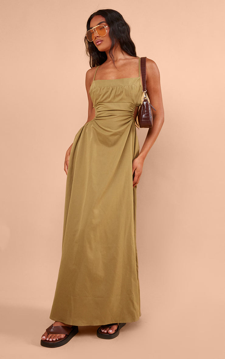 Olive Cut Out Back Maxi Dress
