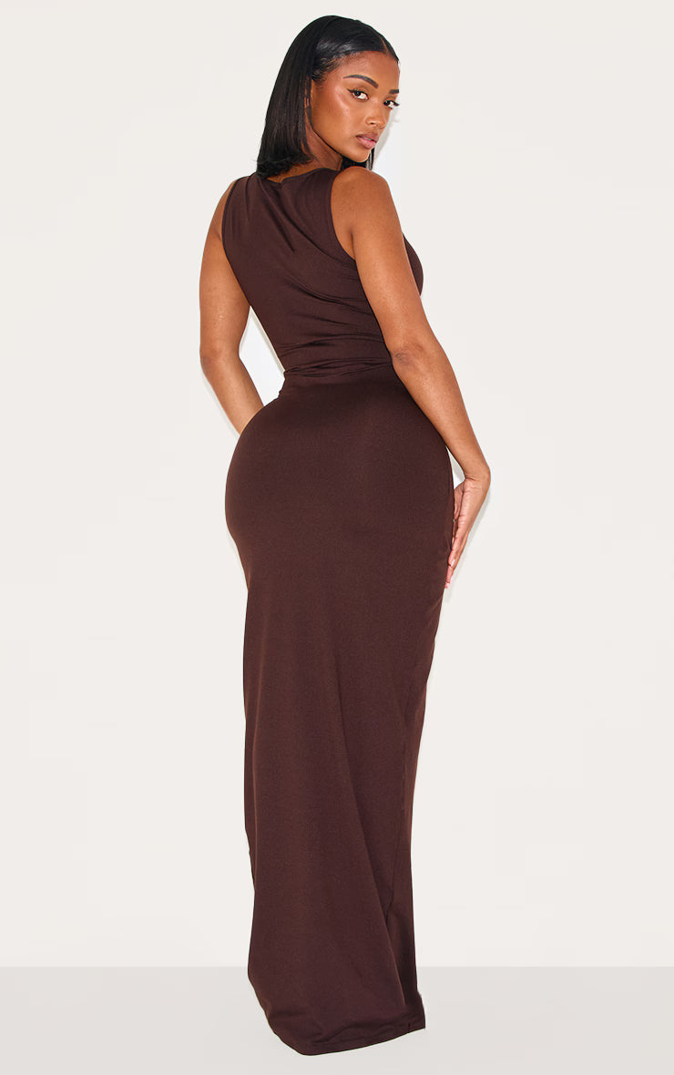 Shape Chocolate Sculpt Boat Neck Wrap Waist Maxi Dress