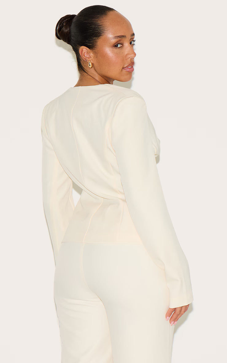 Shape Vanilla Plunge Front Cinched Waist Blazer