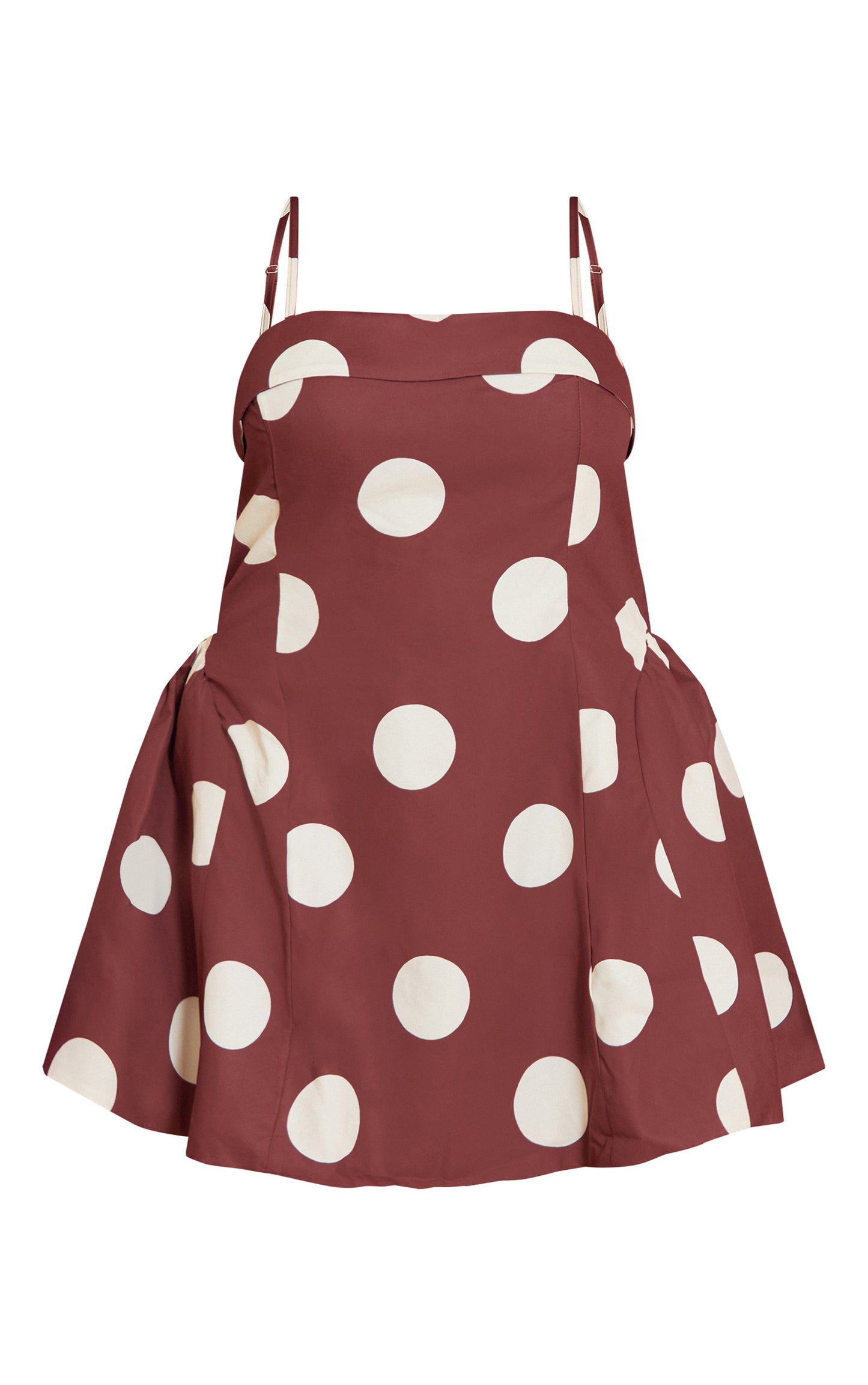 Plus Brown Polka Dot Strappy Structured Shift Dress